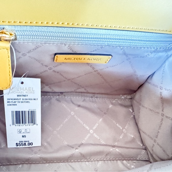 Michael Kors Whitney Medium Flap Shoulder Bag Yellow Multi - Picture 11 of 14